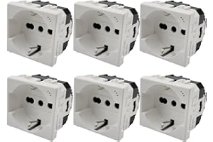 6 Pezzi Compatibile Con Matix Presa Schuko 2P+T 16A 250V ANMECS (6)