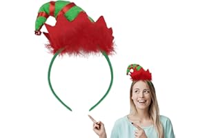 BETESSIN Cerchietto Natale Elfo Cerchietto Capelli Natalizio Elfo Verde Fasce per Cappello di Natale Divertente per Bambini Donna Accessori Costume Decorazione per Festa Foto Natale Regalo Party (Verde)