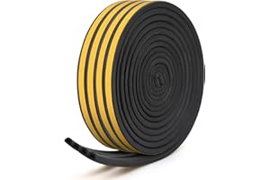 Inwee Taśma uszczelniająca do drzwi i okien, samoprzylepna taśma piankowa, taśma izolacyjna, ochrona przed kolizjami/dźwiękoszczelna, wodoszczelna, pyłoszczelna (9mm x 6mm total 20m) czarny