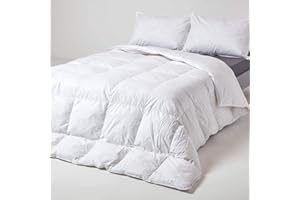 HOMESCAPES - Kołdra biała gęsie pióro i puchowa - Rozmiar 10,5 Tog King - Certyfikat RDS - 100% bawełny przeciwpyłowa i roztocza i puchowa tkanina - antyalergiczna - Konstrukcja z przegrodą - Można prać w domu.