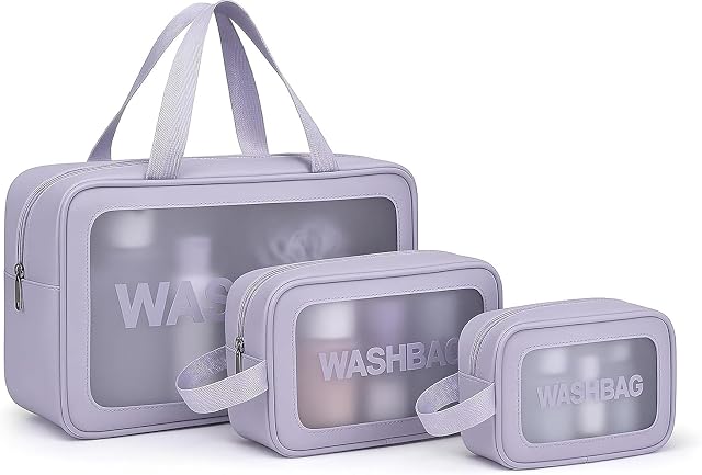 KASHIVAL Clear Travel Toiletry Bags Set, Waterproof Organizer Pouches, Large Capacity Storage Cases for Cosmet