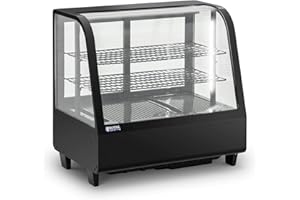 Royal Catering RCCC-100-BT Vitrina refrigerada 100 L 3 niveles Negro vitrina de hostelería vitrina de bar expositor refrigerado vitrina para pasteles