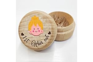 AHANDMAKER Scatola in legno per capelli con scritta "First Haircut", per conservare i ricordi dell'infanzia, per baby shower, regalo di compleanno