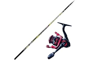 PESCAPLANET Kit Canna Bolognese EVO FISHING HYDRAX 6 metri in Carbonio alto modulo Mulinello EVO NEON 4000 5+1bb Monofilo EVO ICE 300mt 0,14