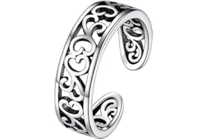 FOCALOOK 925 Sterling Silver Open Adjustable Toe Rings for Women Ladies Antique Infinity Celtic Cubic Zirconia Plain Band Ring Summer Beach Foot Jewellery(With Gift Box)