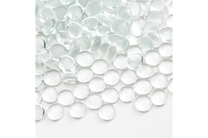 Hisredsun 13-16mm 380 Pcs Small Glass Pebbles, 2 lbs Flat Marble Beads, Vase Filler Stones Fire Glass Pebbles Artificial Gemstones Decorative Glass Stones for Aquarium, Flowerpot, Landscaping