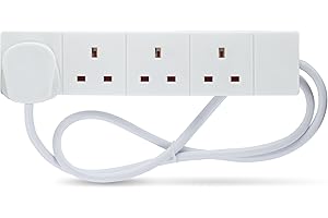 STATUS 4 Way Socket Extension Lead, 1m Cable Multi-Plug Power Strip for Home & Office Use, Wall Mountable in White (4WS1M20)