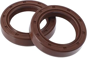 VekAuto Universal Oil Seal TC Double Lip W Steel Spring Seal Ring Rotary Shaft Seal 35x50x10mm High Pressure FKM Rubber Brown 2 Pcs