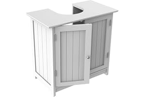 MAENGRE Under Sink Cabinet,Bathroom Floor Cabinet with 2 Doors Wooden White Cupboard MDF 60 x 60 x 30 cm