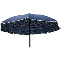 Ombrellone Blu Scuro Rinforzato Ombrellone Spiaggia Joy Summer Tindari - Polycotton 200 Cm, Blu Scuro, Palo 32 Mm Con Punta A Vite Ombrellone 200cm