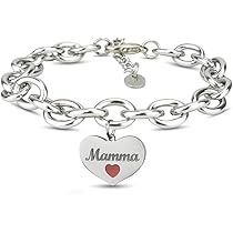 NJCXOLA Bracciale Donna, Bracciale Cuore, Catena a Maglie da Polso Regolabile, Gioielli Regalo per Compleanno Festa della Mamma San Valentino