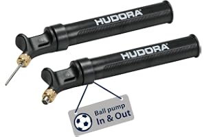 HUDORA Kulpump In & Out i svart – högkvalitativ bollluftpump för fotboll/basket/volleyboll & Co. - Kompakt handluftpump på 19 x 4 cm – liten luftpump med praktisk dubbelfunktion