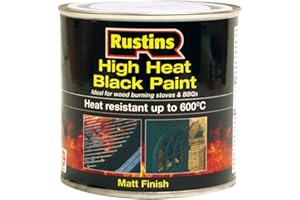 RUSTINS HRBL250 High Heat Paint, Black, 250 ml