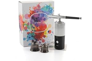 LIARTY Kit de aerógrafo con compresor, aerógrafo portátil inalámbrico recargable,juego de aerógrafo inalámbrico con compresor, conjunto de compresor aerógrafo portátil (negro plateado)