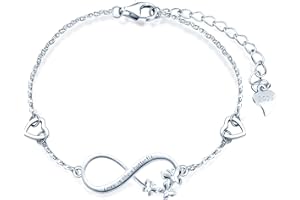 INFINIONLY Collar Pulsera Pendientes para mujer, Juegos de joyas de plata 925, collar pendiente pulsera de símbolo de infinito de mariposa elegante, juegos de joyas para mujer niña, plateado