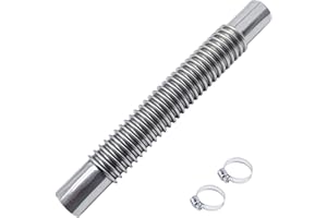 QISF Stainless Steel Exhaust Pipe | 20cm Car Parking Heater | D: 2.5cm Heater Hoses with 2 Clips | Flexible Tail Pipe Diesel Gas Vent Gas Exhaust Hose for Auto | Also Fit for Kitchen Drain