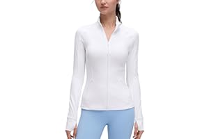 CRZ YOGA Butterluxe Women's Full Zip Workout Jackets Slim Fit Sports Running Gym Jacket with Thumb Holes