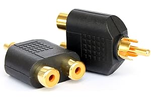 Ytian 2Pcs Audio/vidéo Adaptateur convertisseur RCA Male vers 2 Femelles