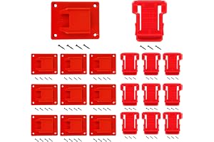 SKCMOX Verktygshållare batterihållare montering för Milwaukee M18 18 V batteriborrverktyg röd 10 st verktygshållare och 10 st