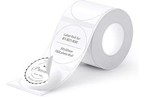 NIIMBOT Etiquetas Térmicas Adhesivas para NIIMBOT Etiquetadora B1,B21,B21 Pro y B3S (50 x 50 mm),150 etiquetas,Impermeables y resistentes al aceite,para el hogar,la escuela y la sobre(Redondo Blanco)