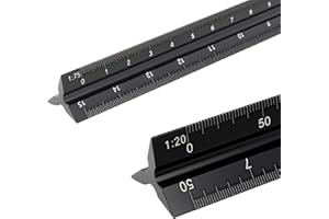 Jecdfs Jecdfs Righello Triangolare in Alluminio 30cm - Scalimetro Professionale con Scale 1:20-1:125 per Architetti, Ingegneri e Studenti (Nero)
