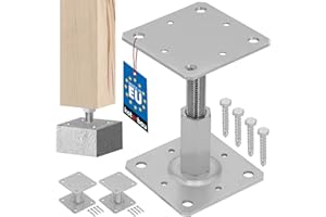 KOTARBAU® Set di 2 supporti per pali, 110 x 110 mm, regolabile in altezza, 90 – 150 mm, zincato galvanizzato, da avvitare, piedini di sostegno, base di cemento, regolabile