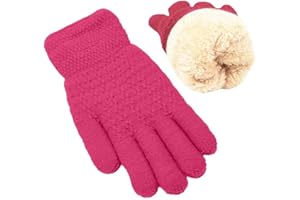 CYSOCOOL Kinder Dick Winter Strickhandschuhe Mit Fleecefutter 5-10 Jahre Mädchen Jungen Wolle Warm Fingerhandschuh Skihandschuhe Magische Gestrickte Vollfinger Radhandschuhe Thermo Winddicht Handschuhe