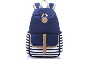 SymbolLife Thickened Canvas Laptop Bag/Shoulder Daypack/School Backpack/Causal Handbag with One Free Pen Bag, Dark BluE