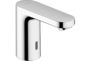 hansgrohe Vernis Blend - Elektronik-Waschtischarmatur ohne Ablauf, Wasserhahn mit Infrarot-Sensor und Auslauf Höhe 100 mm, Mischbatterie Waschbecken wassersparend (EcoSmart), Chrom, 71503000