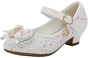 mama stadt Scarpe Principessa Bambina Scarpe Bimba Tacco Scarpe Glitterate Tacchi Ragazza Scarpe Cosplay Principessa con Paillettes Scarpe Eleganti Bambina per Cerimonia Festa
