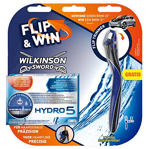 Wilkinson Sword Hydro 5 Fliptrimmer, 5 Klingen plus Handstück mit Aktionscode