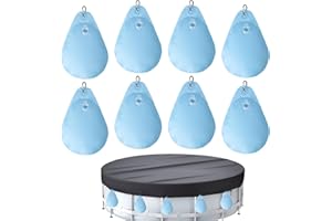HEBERUCK 8 Stück Poolabdeckung Gewichte Wassersack mit Haken, 23×34 cm Auslaufsichere PVC Schwimmbadabdeckung Hängende Tasche zum Befüllen Winter Pool Tarp Gewichte für Poolabdeckung Winter