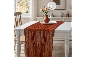 AlaTyche 1 Pack Terracotta Cheesecloth Table Runner, 90 x 300 cm Gauze Rustic Vintage Table Runners, Boho Table Runner for Wedding Bridal Baby Shower Birthday Holiday Party Christmas Table Decorations