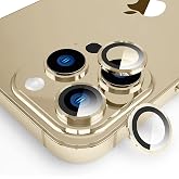 Minesk İphone 13 Pro / 13 Pro Max ile Uyumlu Al&uuml;minyum Alaşım &Ccedil;er&ccedil;eveli Tempered Glass Kamera Lens Koruyucu Kırılmaz Cam (Gol