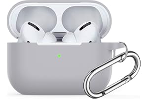 Custodia per AirPods Pro,Watruer Soft Silicone Skin Cover Custodia protettiva antiurto con portachiavi per Apple Airpods Pro 2019 (LED anteriore visibile) - Grigio
