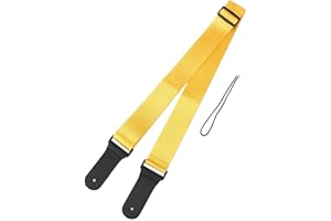 RITOEASYSPORTS Sangle de guitare réglable, basse électrique acoustique ukulélé ceinture en Nylon bandoulière en cuir tête accessoires d'instruments de musique(14 * 6 * 4cm-gold)