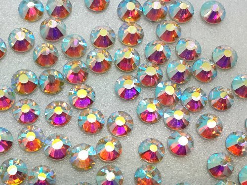 Pack of 1440 Gems (ss10 (3mm), Crystal AB Vector), EIMASS® 7767 DMC Range Hot Fix Flat Back Rhinestones, Glass Diamantes, Glass Crystals