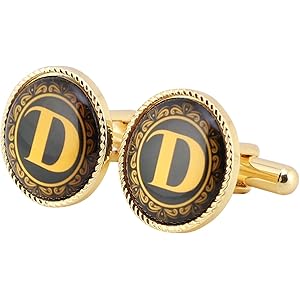 Ollera Premium Collection Name Initial Alphabet Letters Cufflinks Gift Set for Men in Wooden Box