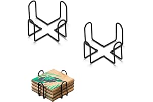 Eabdice 2 metalowe podstawki, stojak na filiżanki do napojów, żelazny metalowy uchwyt na naczynia w salonie, kuchni i sypialni (czarny)