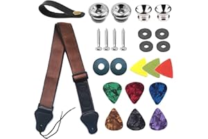 BetterJonny Guitar Strap, Cotton Adjustable Guitar Shoulder Strap, Guitar Strap with Leather Ends, Strap Locks, Guitar Neck Strap for Electric Guitar, Western Guitar, Acoustic Guitar, Bass Brown