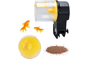 Podazz Automatischer Fischfutterspender 100/210 ml, Fischfutterspender Aquarium Tank Auto Timer mit Zwei Futterboxen für Urlaub, Urlaub, Wochenende (Gelb)