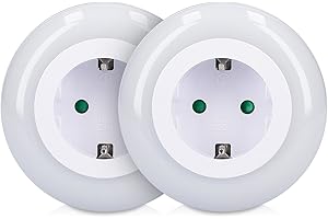 kwmobile 2 x lampka nocna LED, wtyczka pośrednia – zestaw 2 lampek do drzemki z czujnikiem zmierzchu i 3 kolorami – wtyczka do gniazdka wtykowego dla dzieci i niemowląt