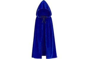 maxToonrain Velvet Hooded Cape for Kids, Unisex Cloak with Hood for Halloween Christmas Boy&Girls Fancy Dress Costume (100cm, Blue)