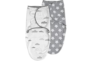 ‎SOARWG KIDS Soarwg Kids Pucksack 0–3 Monate Baby Schlafsäcke für Neugeborenen Kleinkinder Oeko-tex100 Swaddle Decke Pucktuch Babyschlafsack Wickeltuch für Säuglinge 100% Bio-Baumwolle Unisex 2er Pack (Grau)