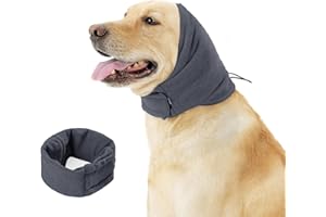 SPETNGSAKE Ciemnoszare nauszniki dla psów, rozciągliwe, elastyczne, chroniące uszy pies, samoprzylepna, regulowana, ciepłe, łagodzenie lęków zwierząt domowych (S)