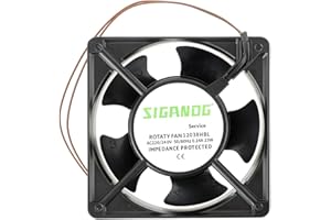 SIGANDG Ventola assiale inseribile 120 x 120 x 38 mm, ventola alimentata a calore, ad alta temperatura, per cassetta camino, di pale metalliche, ecologica