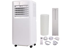 Olsen & Smith 7000 BTU 3-in-1 Portable Air Conditioning Unit, AC Air Con Conditioner Cooler On Wheels with Cooling, Fan & Dehumidifier Functions, 24H Timer with Window Kit & Remote Control, White