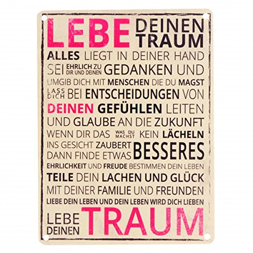 Das Lebe deinen Traum Metallschild in 15x20 cm