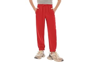 Haloumoning Pantalones de chándal para niños, corte regular, ligeros, monocolor, pantalones de deporte, informales, pantalones de ocio, con cintura elástica y bolsillos