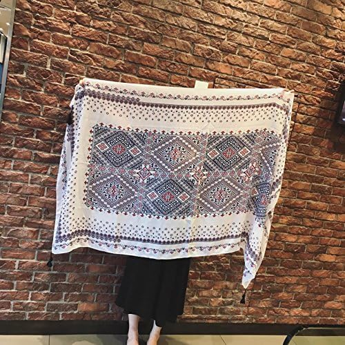 BAGEHUAN Summer Wave Scarf Big Shawl Female Geometric Pattern Cotton And Linen Sunscreen Beach Towel Women,A